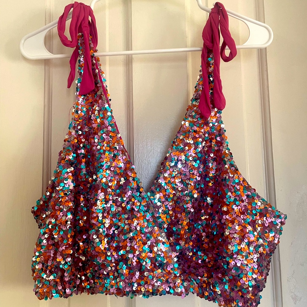 Free People sequin crop top
